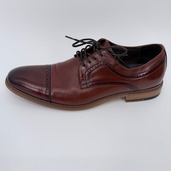 Stacy Adams Dickinson Mens Leather Shoes CapToe Oxford Cognac 10.5M 25066-221 main image 5